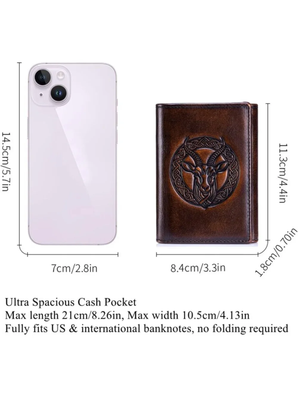 Slim RFID Blocking Trifold Wallet for Men | Top Grain Leather, Stylish